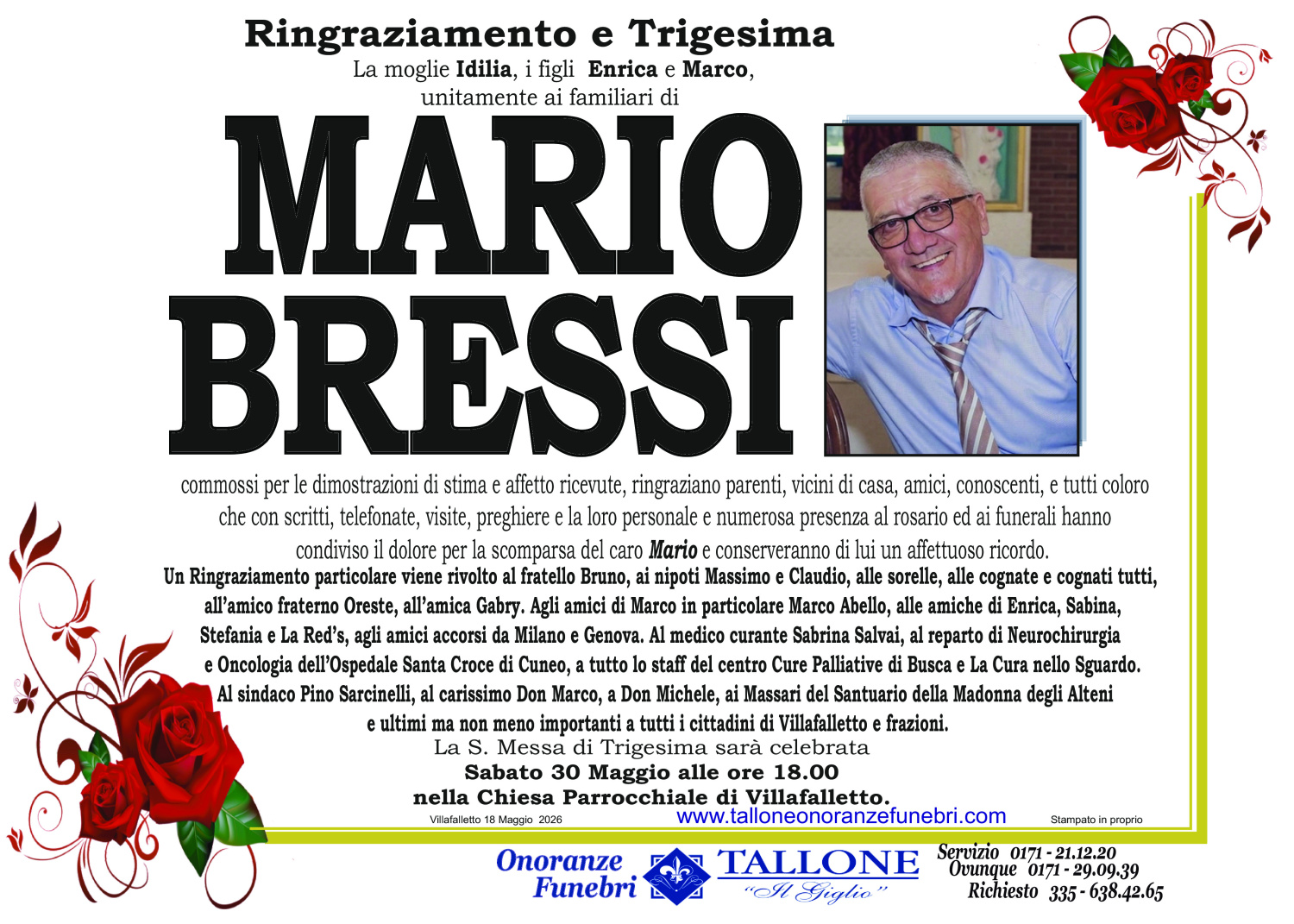 <br />
<b>Warning</b>:  Undefined variable $info in <b>/home/tallone/public_html/ringraziamenti.php</b> on line <b>68</b><br />
Mario Bressi